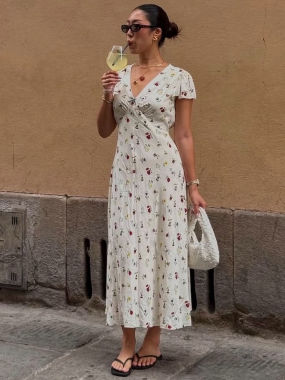 Gap x Doen Pansy Floral Blue Trimmed Tie Midi Dress New Size 4 Cottagecore - Picture 4 of 16